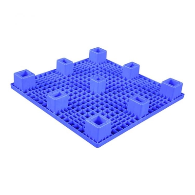 1000 X 1000 X 140 Düz Üst Plastik Paletler Yuvalanabilir Mavi HDPE 600kg Yük