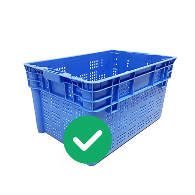 Virgin PP HDPE Deniz Ürünleri İstiflenebilir Depolama Kasaları 70Kg Yük Yuvalı Plastik Kasalar
