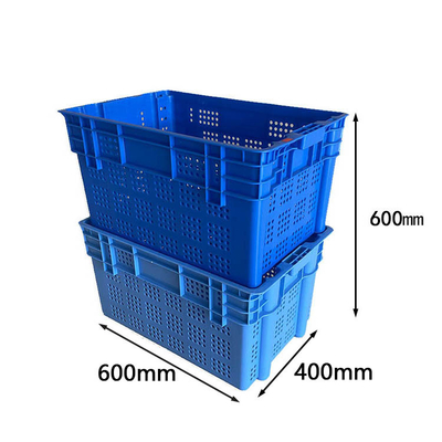 600 X 400 Plastik Hareketli Kasa %100 HDPE Mavi Gıda Sınıfı Plastik Elma Kasaları