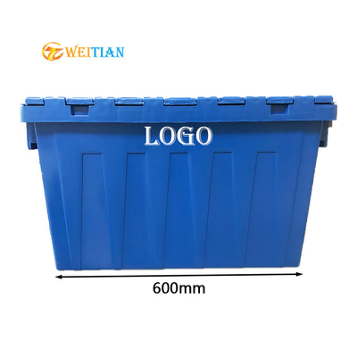 60L Yeniden Kullanılabilir Plastik Hareketli Kutular Kaymaz Hijyen HDPE Yükü 50Kg