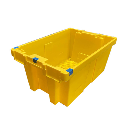 Sarı HDPE Plastik Hareketli Kasa 60 X 40 X 27.5cm Yuvalanabilir Yeniden Kullanılabilir