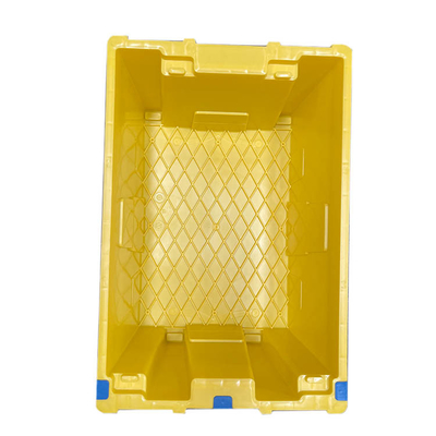 Sarı HDPE Plastik Hareketli Kasa 60 X 40 X 27.5cm Yuvalanabilir Yeniden Kullanılabilir