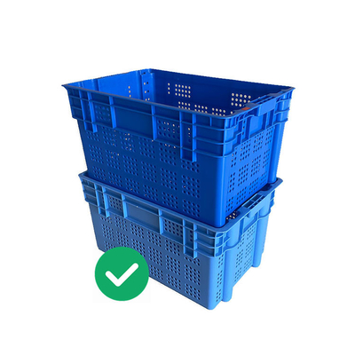 Nestable HDPE Gıda Plastik Kasalar Dinamik Yük 50Kg UV Dirençli