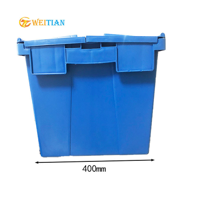 ISO9001 Plastik Lojistik Kutusu HDPE 60L Ekli Kapaklı Dağıtım Konteynerleri