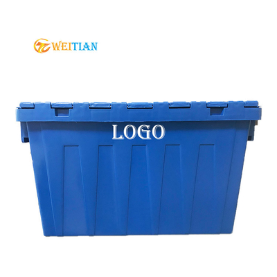 3000g Ağırlık Plastik Lojistik Kutu HDPE Mavi Yük 50Kg İstiflenebilir Hareketli Kasalar